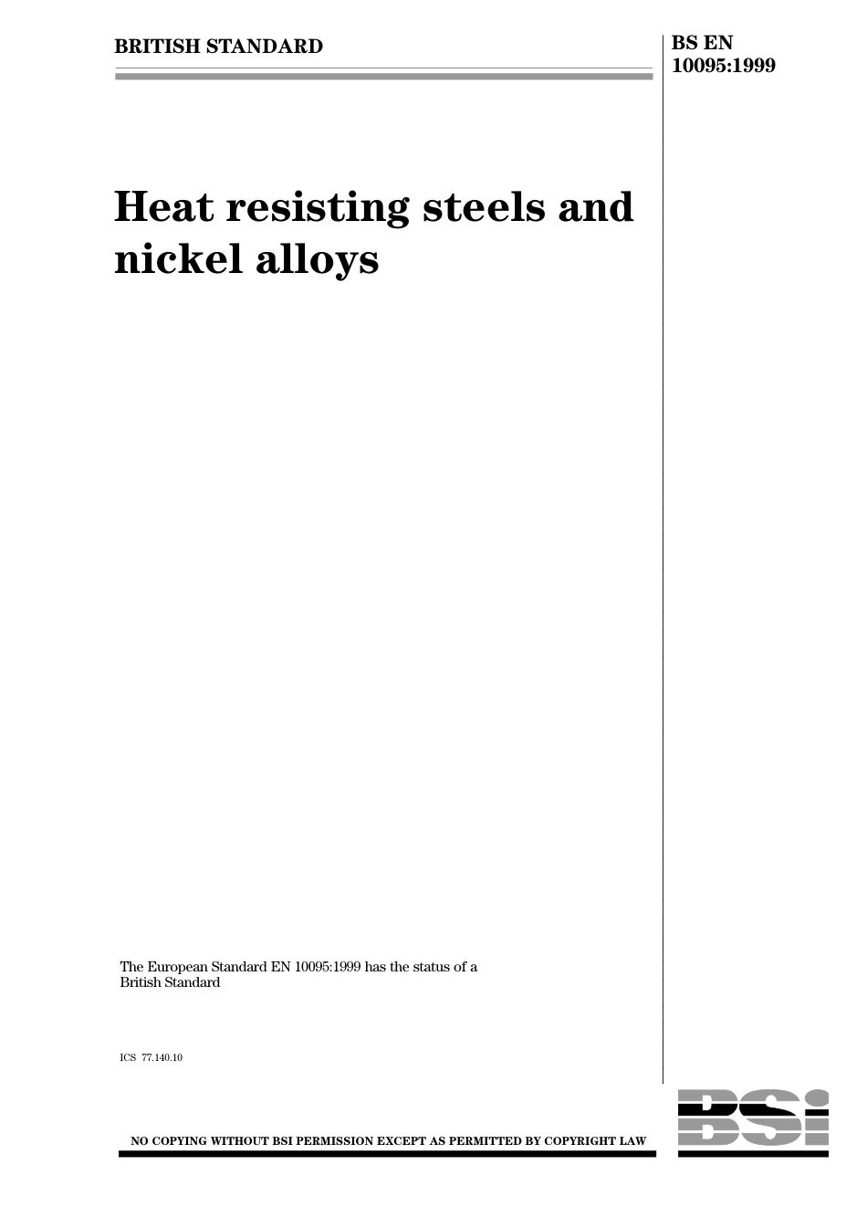 BS EN 10095 (Heat resisting steels).pdf_第1页