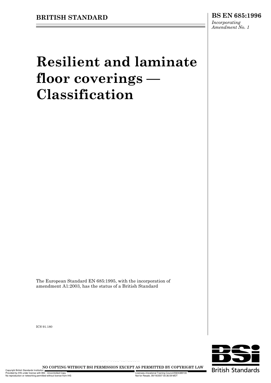 BS EN 685 1996 (A1).pdf_第1页