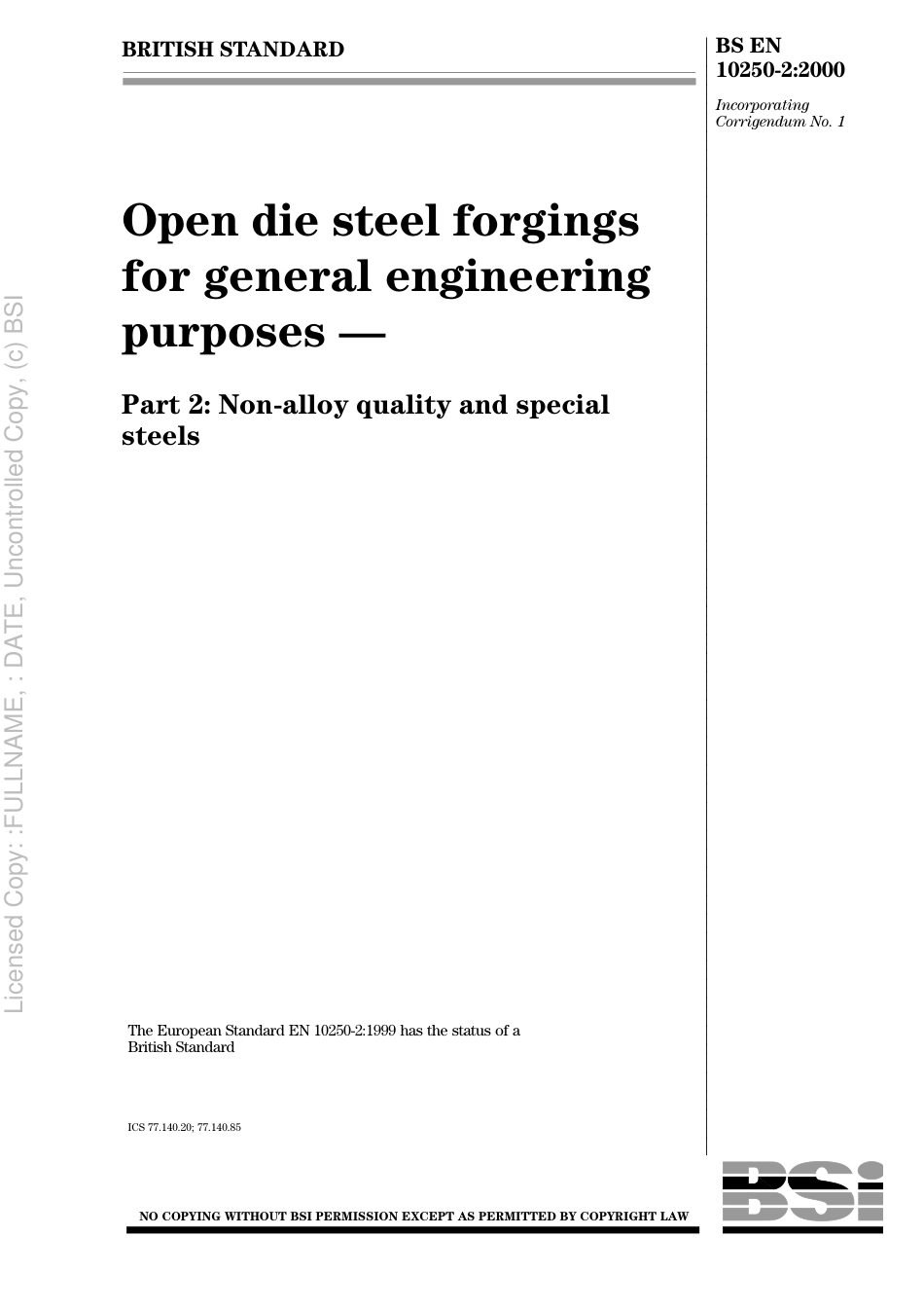 BS EN 10250-2 2000.pdf_第1页