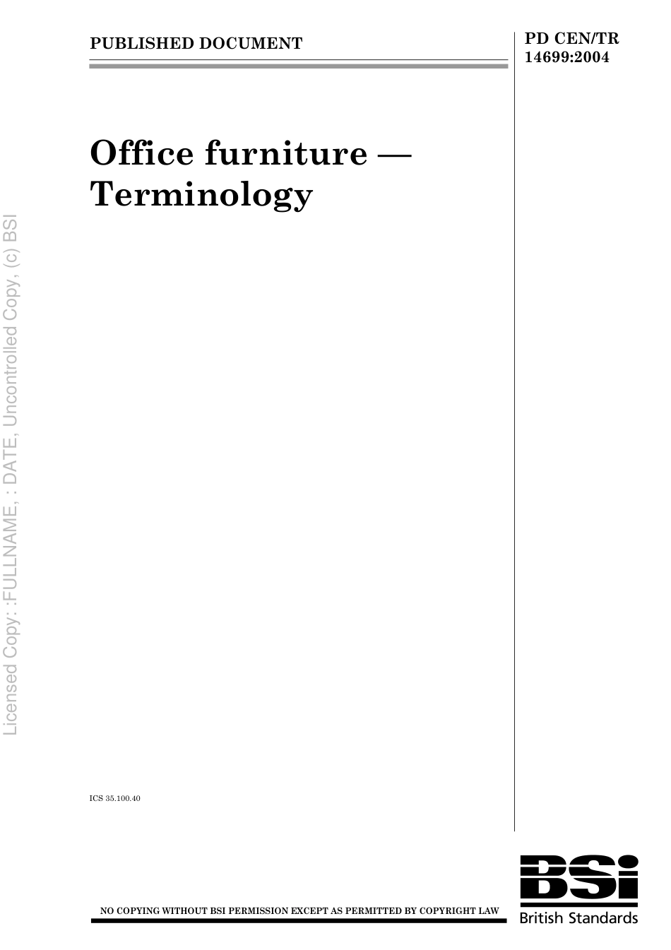 PD CEN TR 14699 2004.pdf_第1页