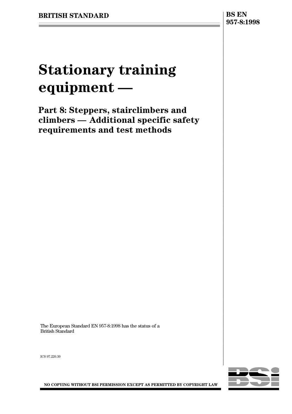 BS EN 957-8 1998.pdf_第1页