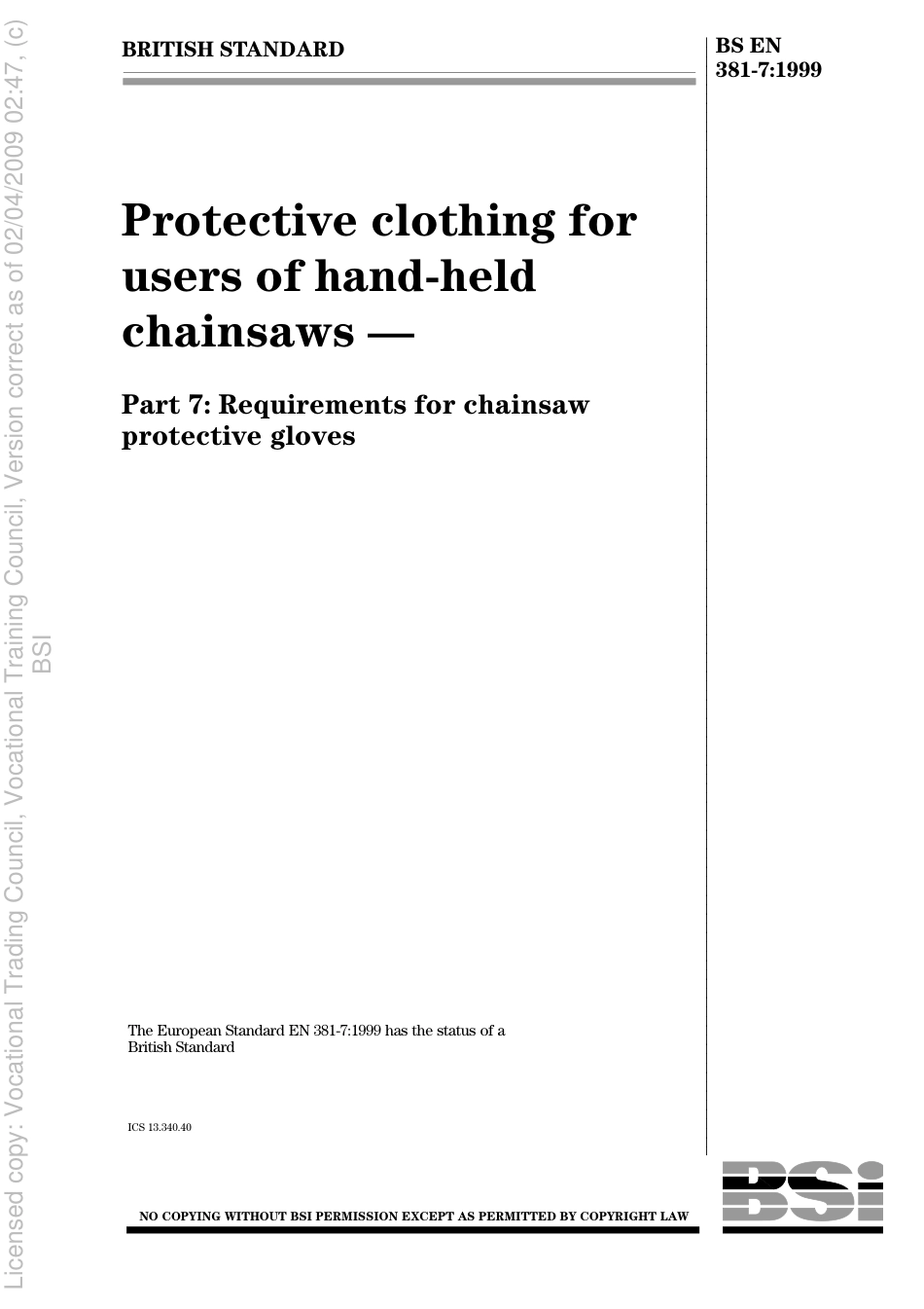 BS EN 381-7 1999.pdf_第1页