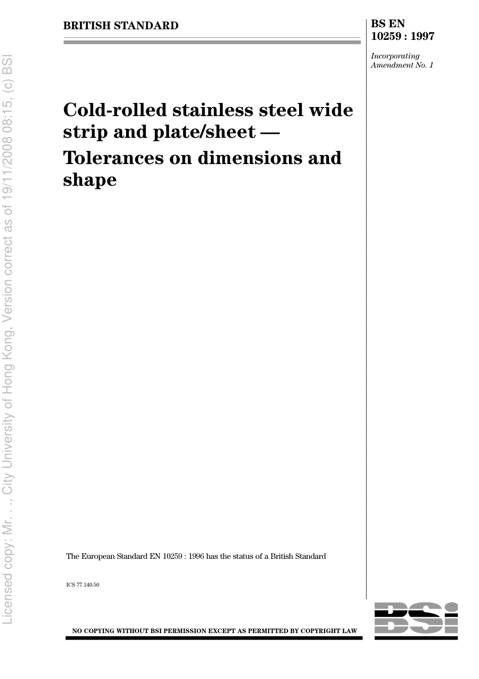 BS EN 10259 1997.pdf_第1页