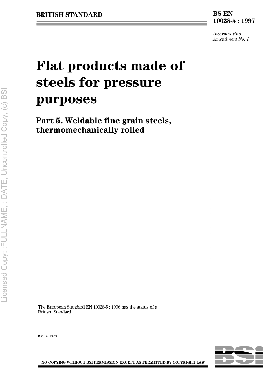 BS EN 10028-5 1997.pdf_第1页