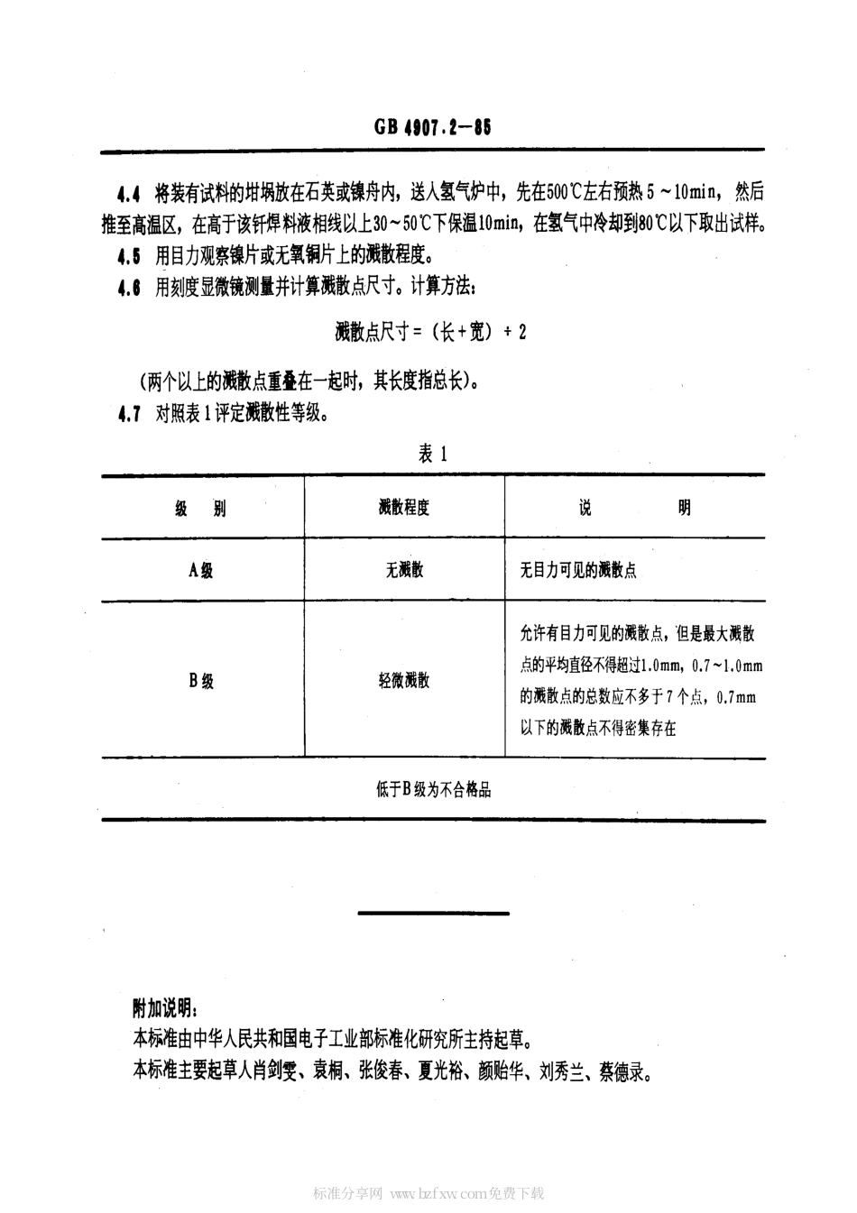 GB 4907.2-1985 电子器件用金、银及其合金钎焊料检验方法 溅散性检验方法.pdf_第2页