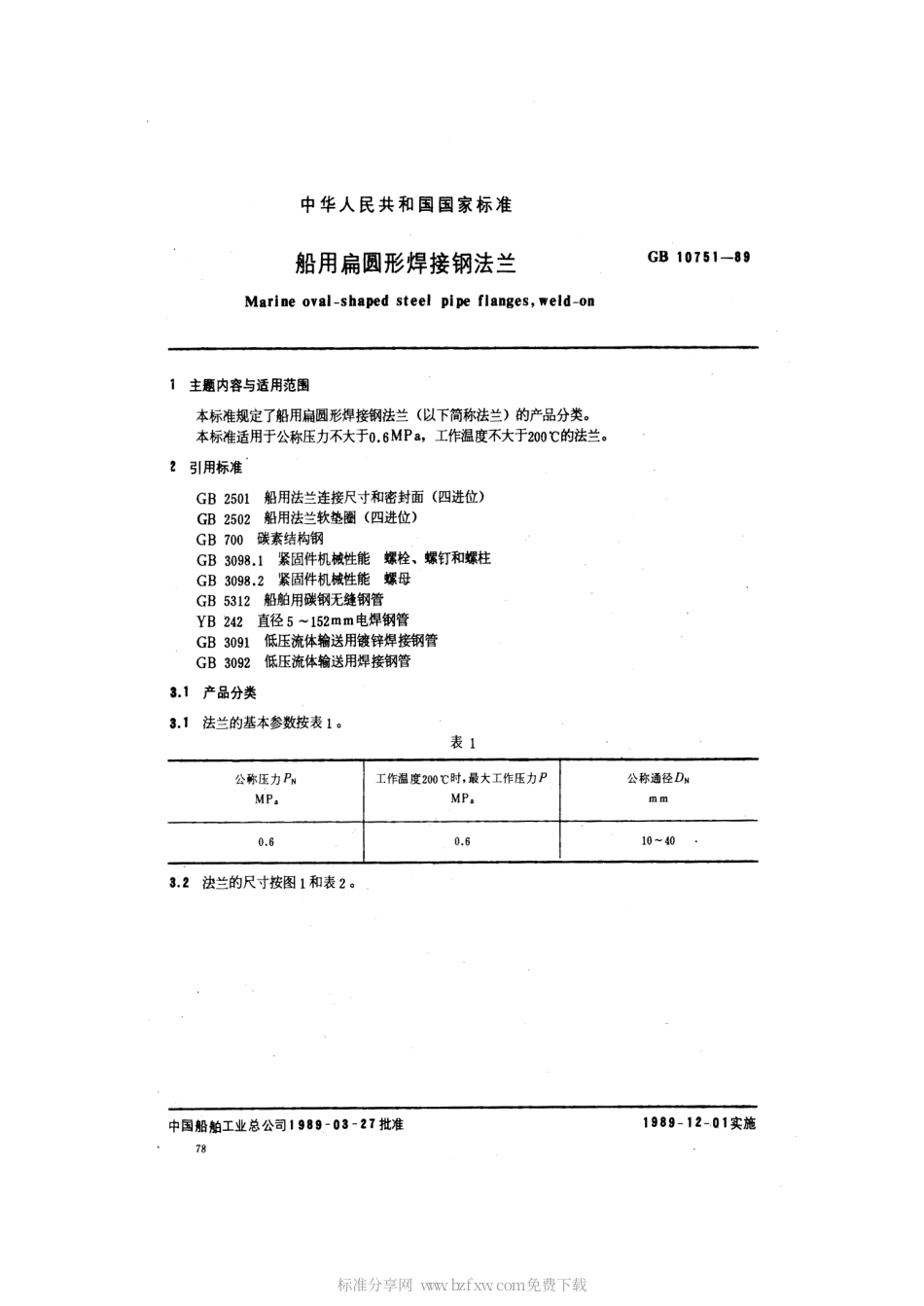 GB 10751-1989 船用扁圆形焊接钢法兰.pdf_第2页