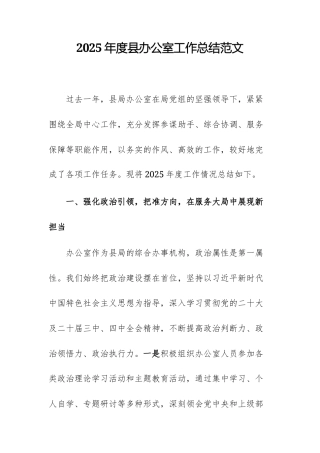 2025年度县办公室工作总结范文.docx