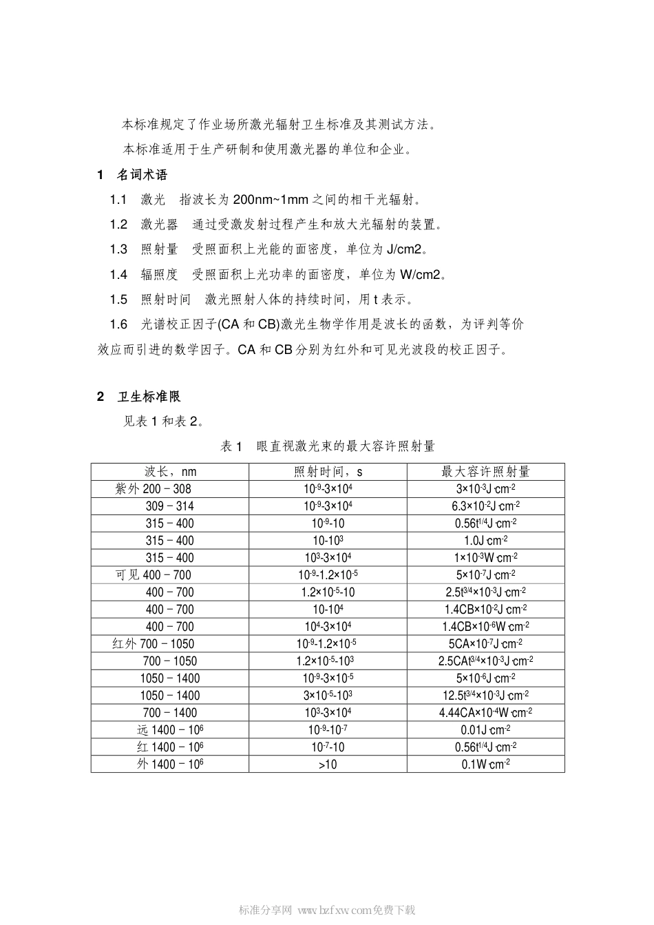 GB 10435-1989 作业场所激光辐射卫生标准.pdf_第2页