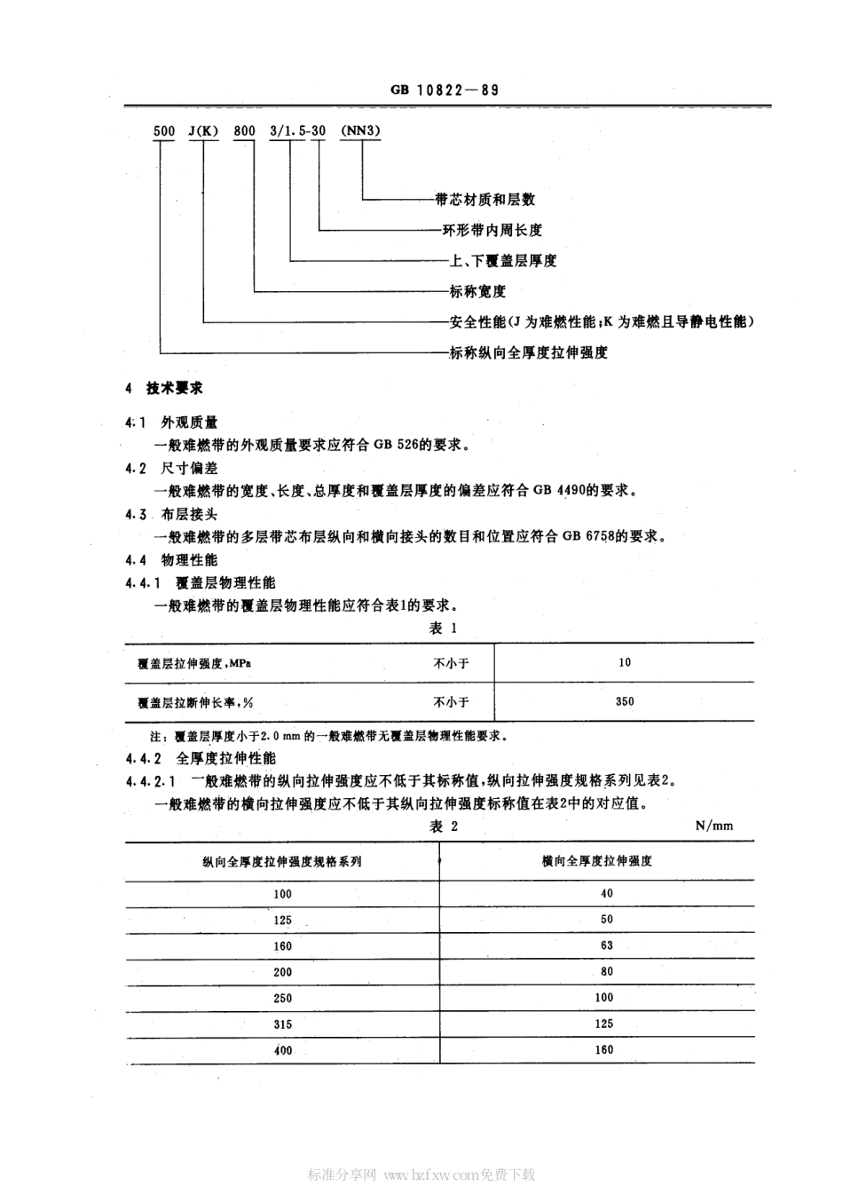 GBT 10822-1989 一般用途难燃输送带.pdf_第2页