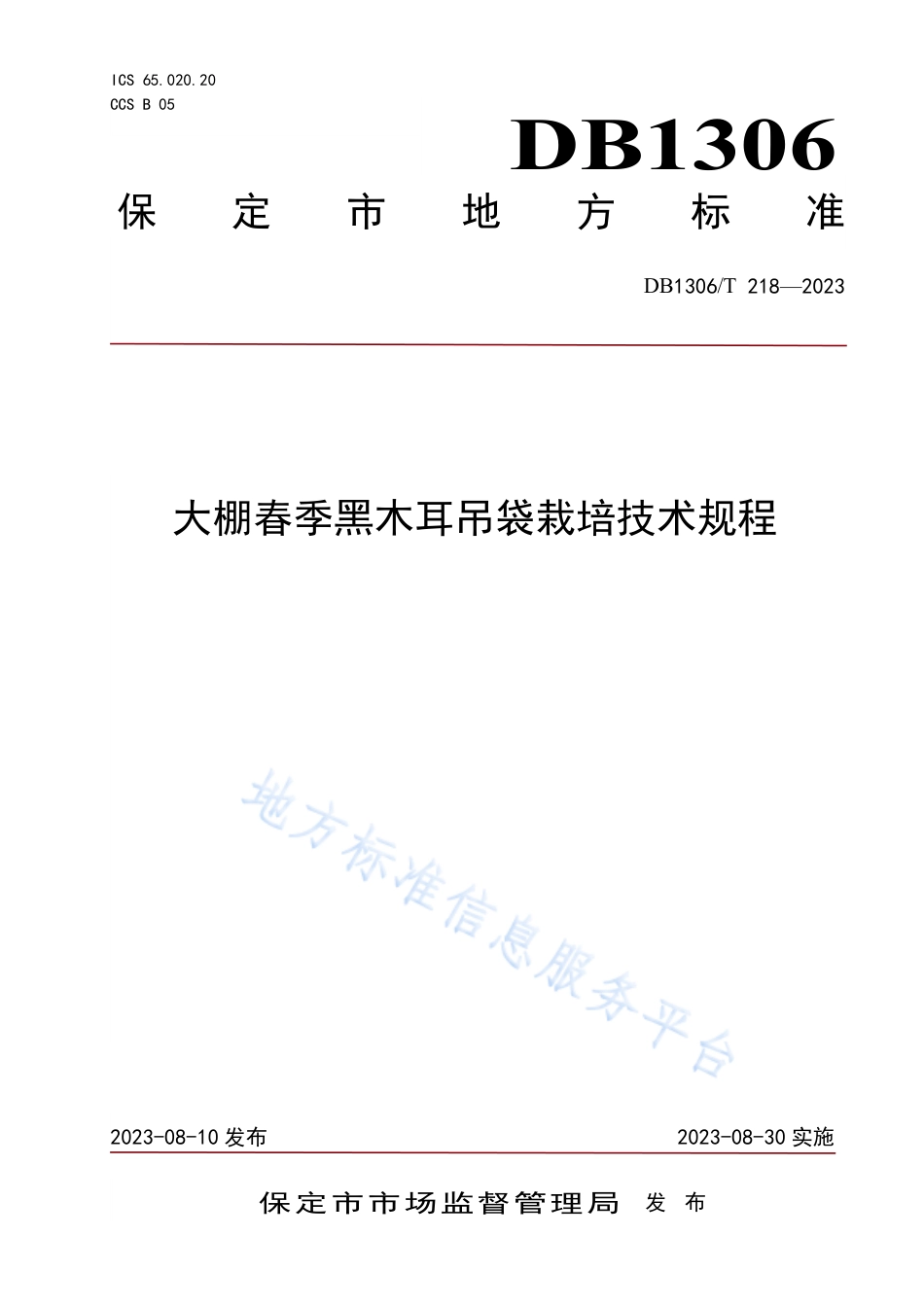 DB1306_T 218-2023大棚春季黑木耳吊袋栽培技术规程.pdf_第1页