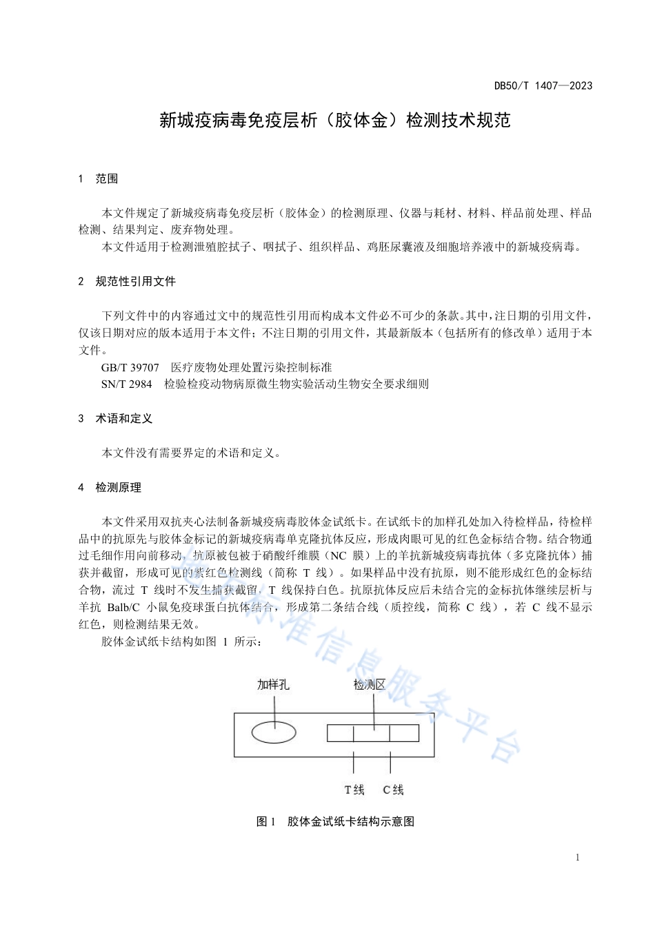 DB50_T 1407-2023新城疫病毒免疫层析（胶体金）检测技术规范.pdf_第3页