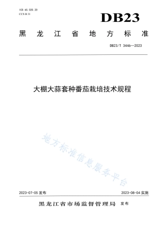 DB23_T 3446—2023大棚大蒜套种番茄栽培技术规程.pdf