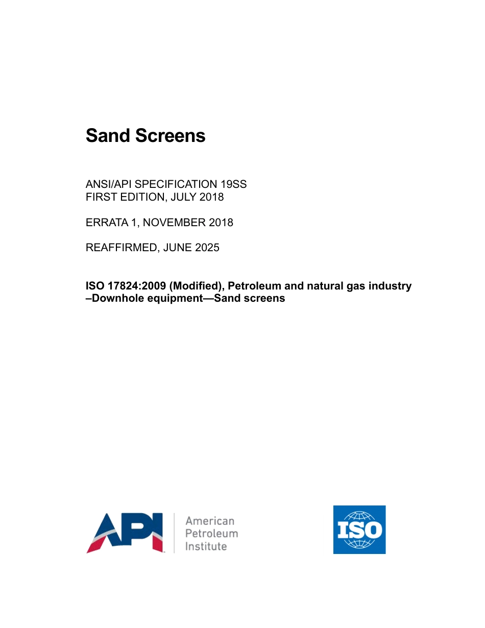 ANSI API Spec 19SS-2018 (2025).pdf_第1页