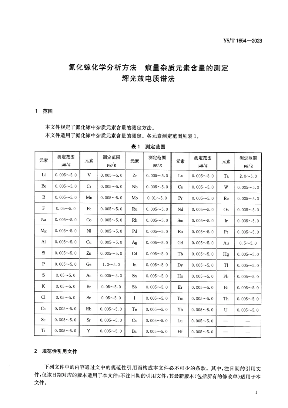 YS_T 1654-2023 氮化镓化学分析方法 痕量杂质元素含量的测定 辉光放电质谱法.pdf_第3页