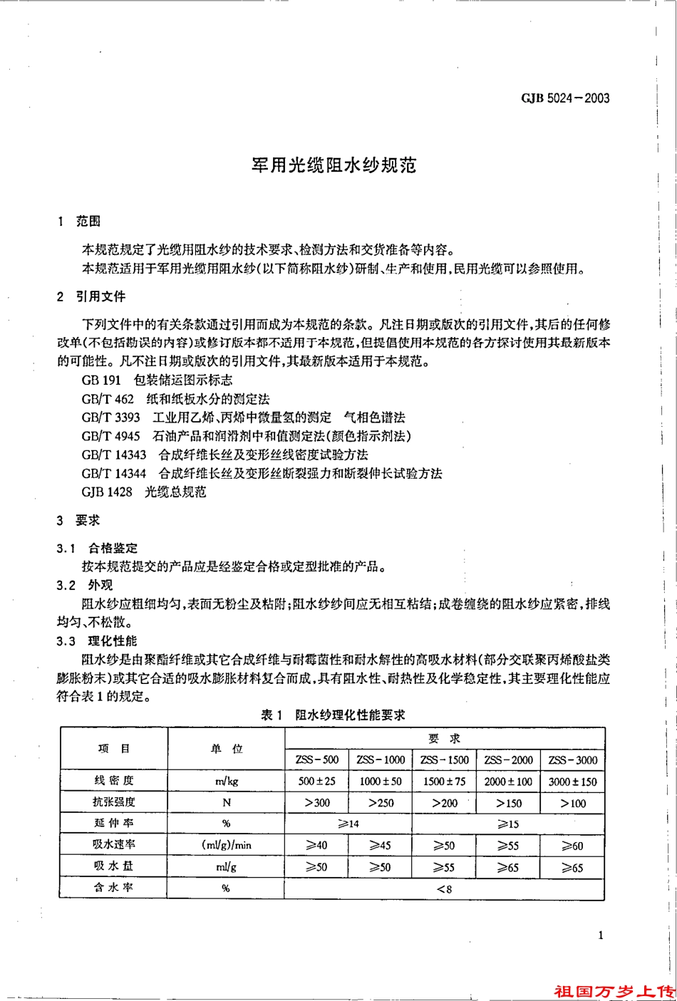 GJB 5024-2003 军用光缆阻水纱规范.pdf_第3页