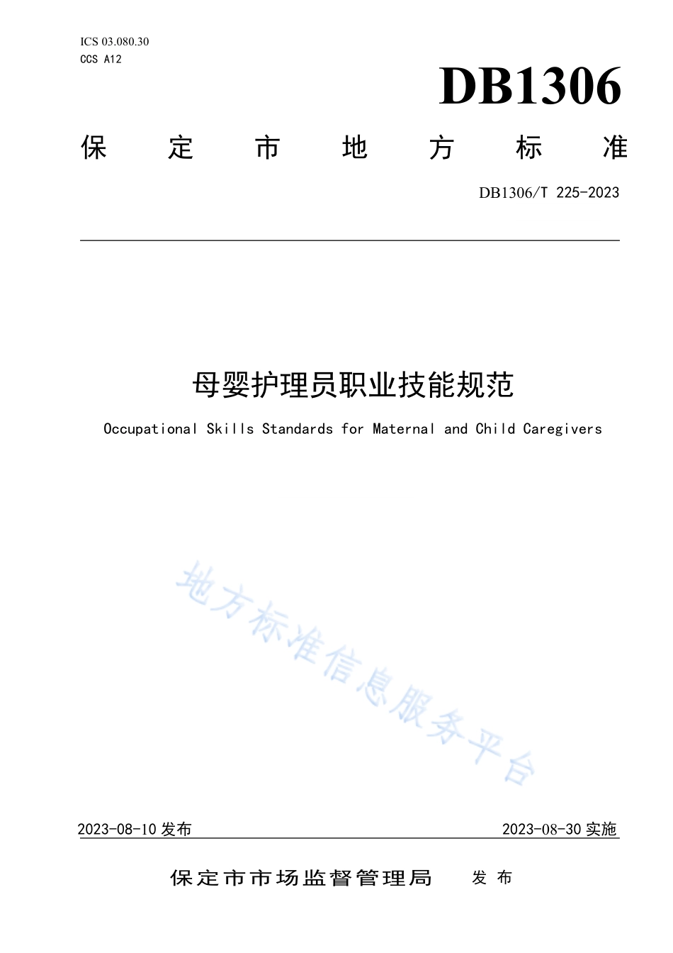 DB1306_T 225-2023母婴护理员职业技能规范.pdf_第1页