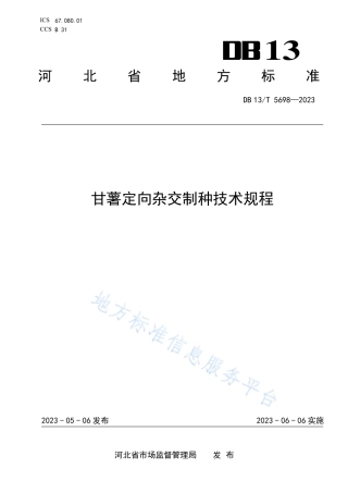 DB13_T 5698-2023甘薯定向杂交制种技术规程.pdf