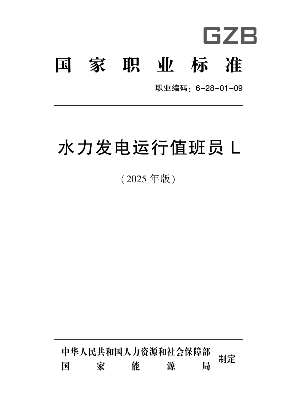 国家职业标准 6-28-01-09 水力发电运行值班员L (2025年版).pdf_第1页