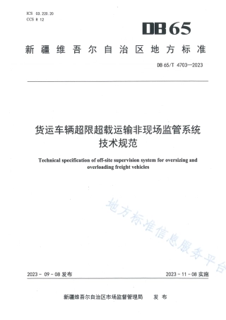 DB65_T4703-2023货运车辆超限超载运输非现场监管系统技术规范.pdf