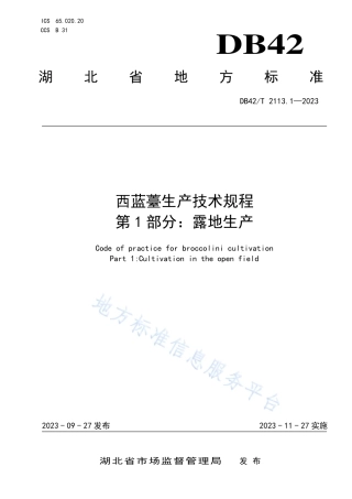 DB42_T 2113.1-2023西蓝薹生产技术规程 第1部分：露地生产.pdf