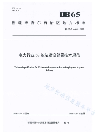 DB65_T 4688-2023电力行业5G基站建设部署技术规范.pdf