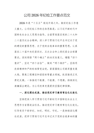 公司2026年纪检工作要点范文.docx