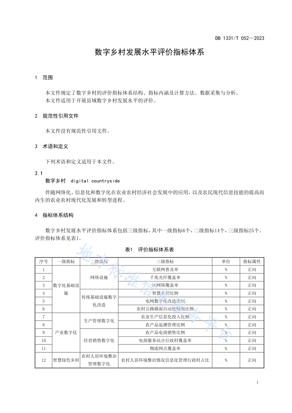 DB1331_T 052-2023数字乡村发展水平评价指标体系.pdf_第3页