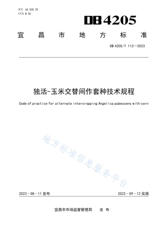 DB4205_T 112-2023独活-玉米交替间作套种技术规程.pdf