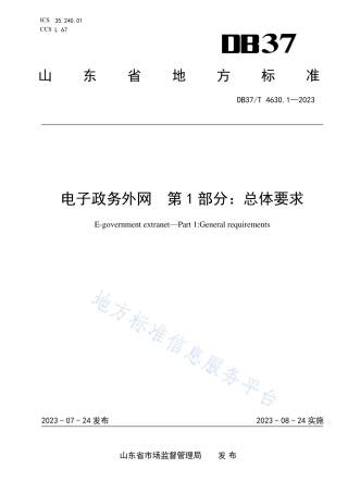 DB37_T 4630.1—2023电子政务外网  第1部分：总体要求.pdf