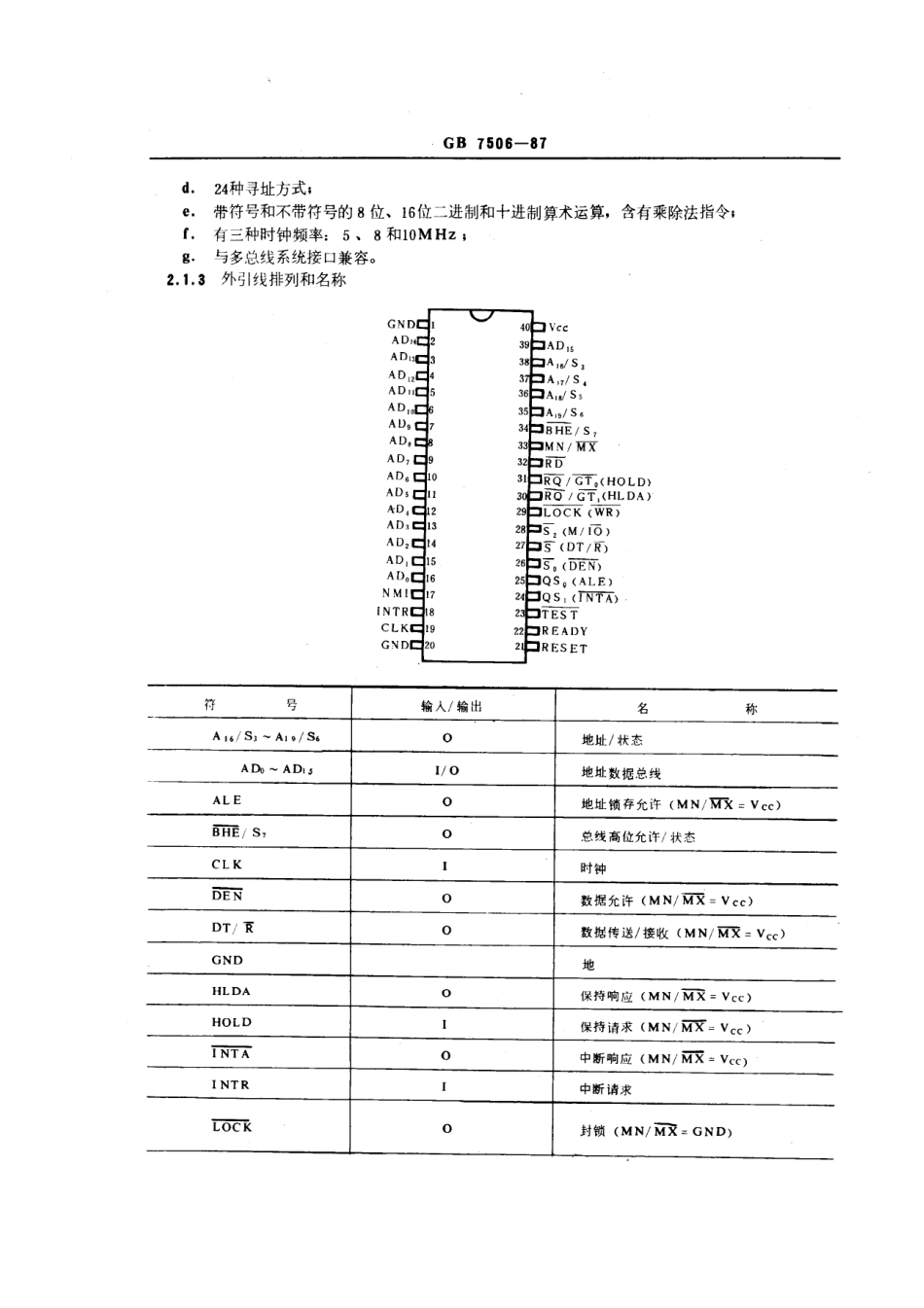 GBT 7506-1987 半导体集成微型计算机电路系列和品种 8086系列的品种.pdf_第3页