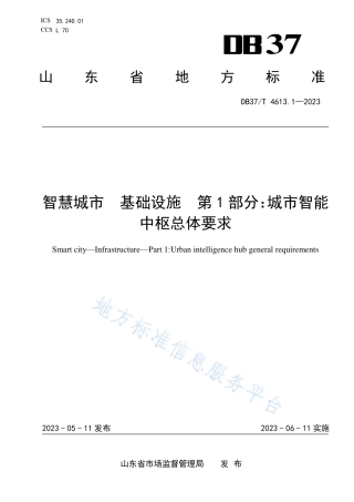 DB37_T 4613.1—2023智慧城市  基础设施  第1部分：城市智能中枢总体要求.pdf