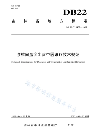 DB22_T 3467-2023腰椎间盘突出症中医诊疗技术规范.pdf