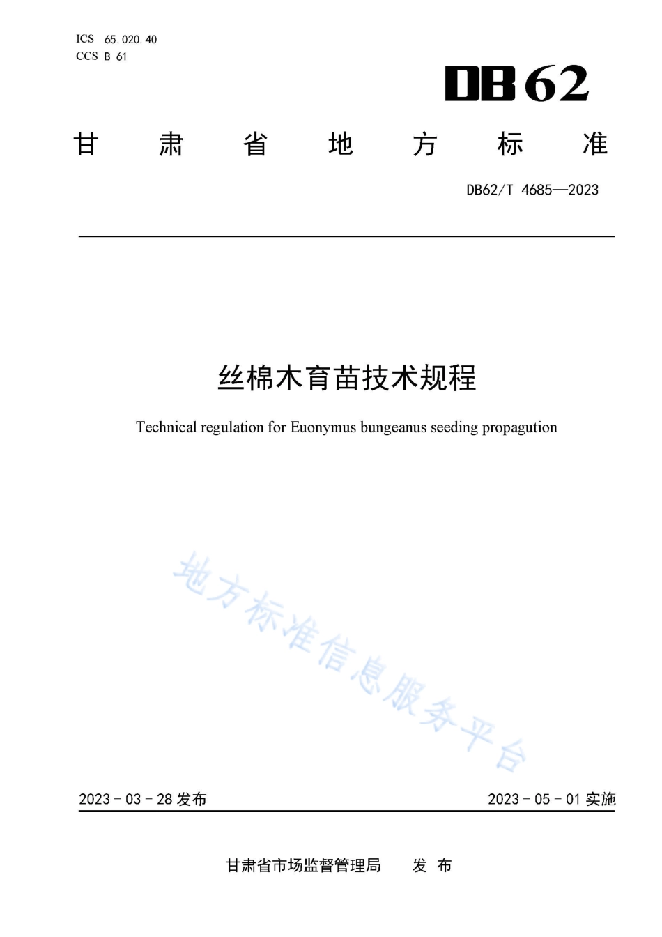 DB62_T 4685-2023丝棉木育苗技术规程.pdf_第1页