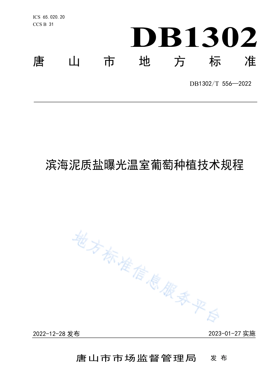 DB1302_T 556-2022滨海泥质盐碱地日光温室葡萄种植技术规程.pdf_第1页