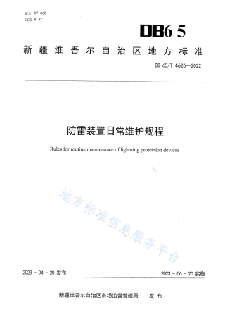 DB65_T4626-2022防雷装置日常维护规程.pdf