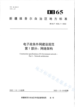 DB65_T 4536.1—2022电子政务外网建设规范第1部分：网络架构.pdf