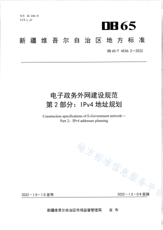 DB65_T 4536.2—2022电子政务外网建设规范第2部分：IPv4地址规划.pdf
