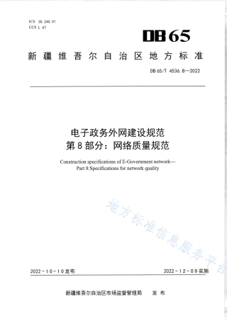 DB65_T 4536.8—2022电子政务外网建设规范第8部分：网络质量规范.pdf