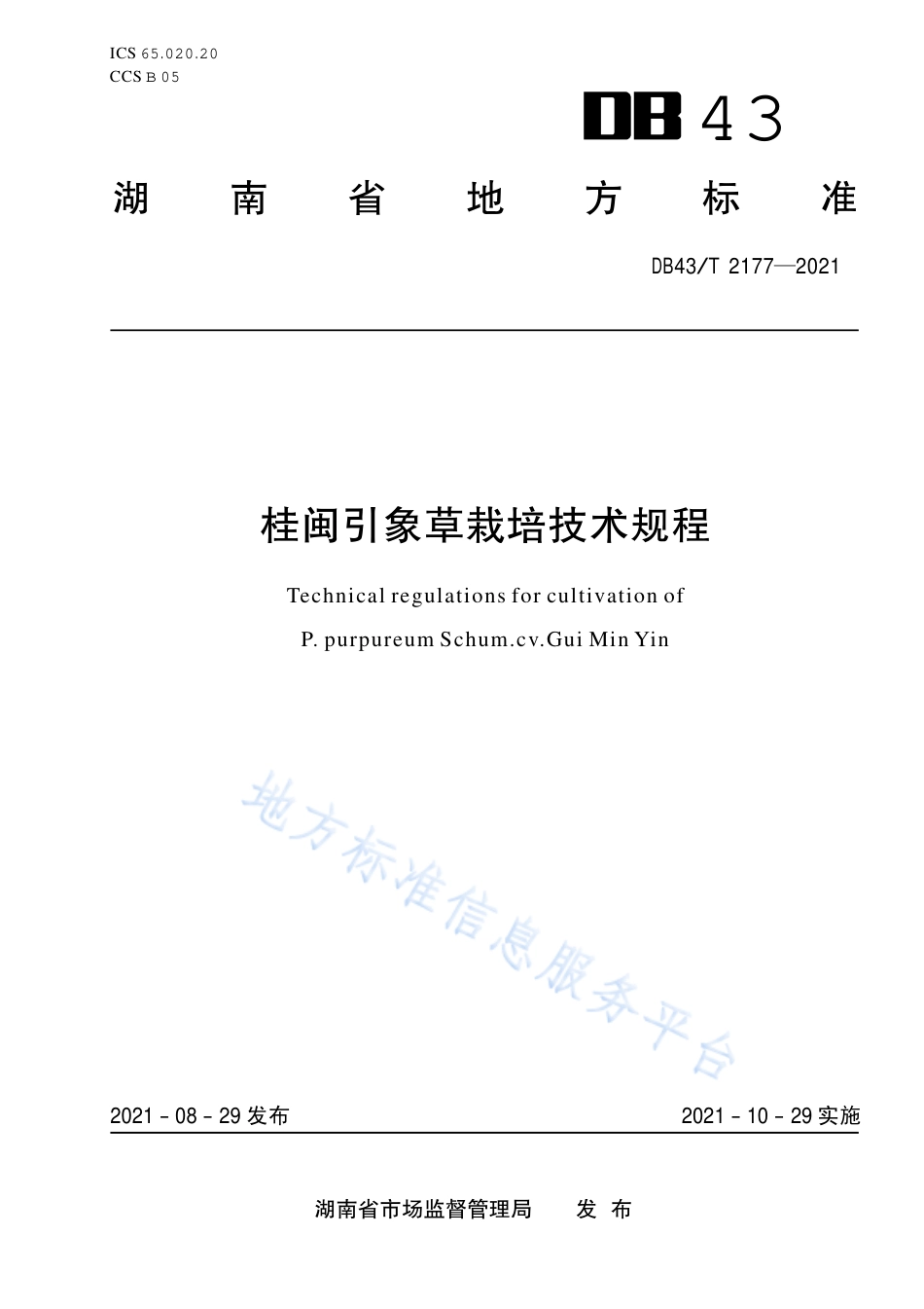 DB43_T 2177-2021桂闽引象草栽培技术规程.pdf_第1页