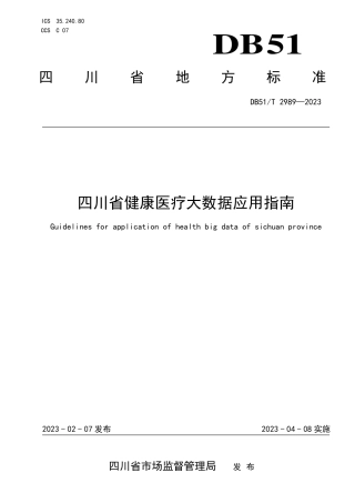 DB51／T 2989-2023四川省健康医疗大数据应用指南.pdf