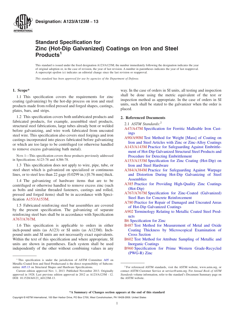 ASTM A123-13中文版.pdf_第1页