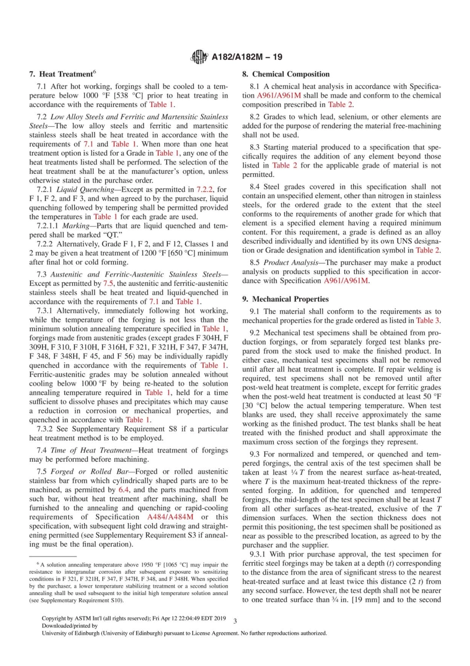 ASTM A182A182M-19 Standard Specification for Forged or Rolled Alloy and Stainless Steel Pipe Flanges, Forged Fittings, and Valve.pdf_第3页