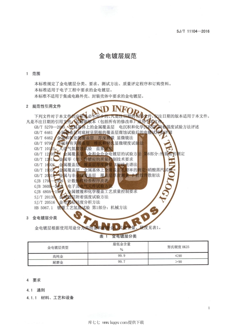【电子行业军用标准】SJ∕T 11104-2016 金电镀层规范.pdf_第3页