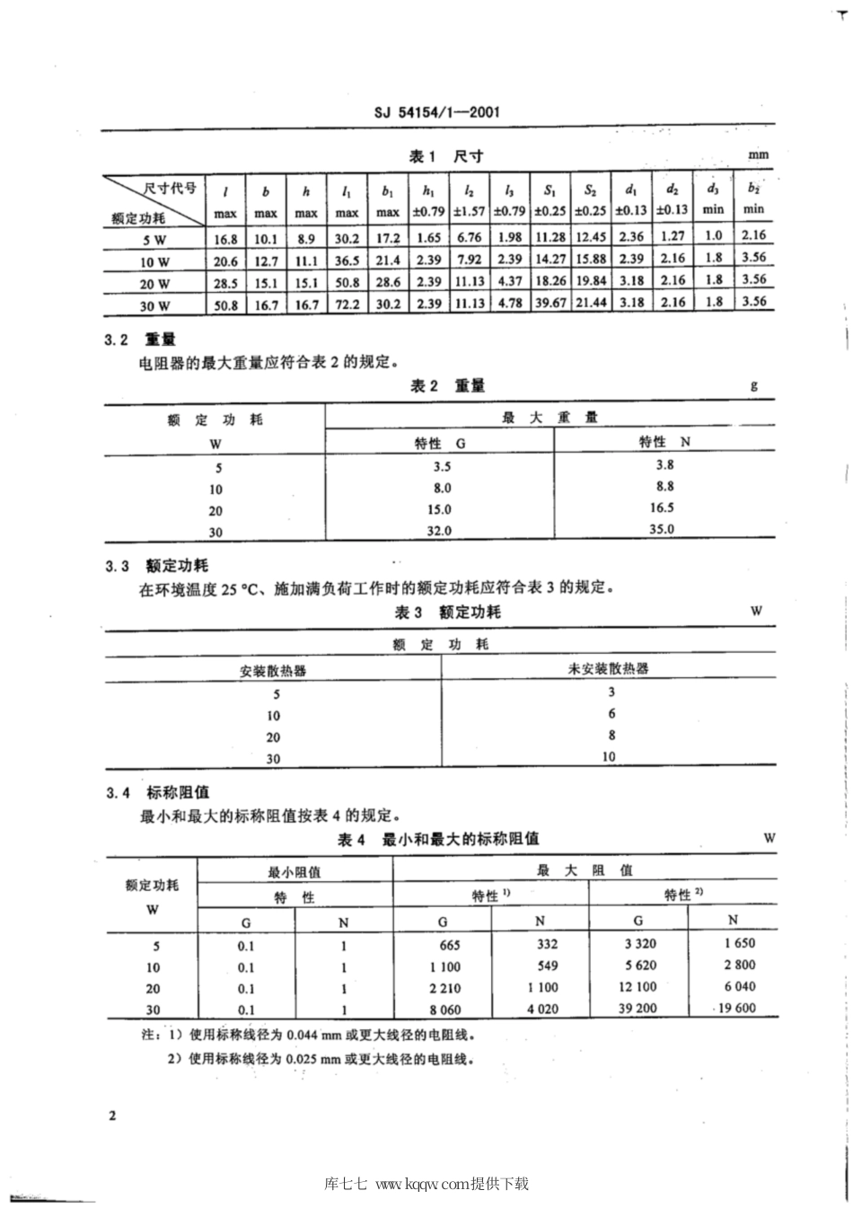 【电子行业军用标准】SJ 54154∕1-2001 RXG12型散热器安装功率线绕固定电阻器详细规范.pdf_第3页