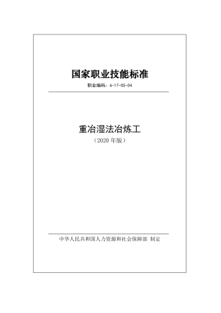 国家职业技能标准 (2020年版) 重冶湿法冶炼工.pdf