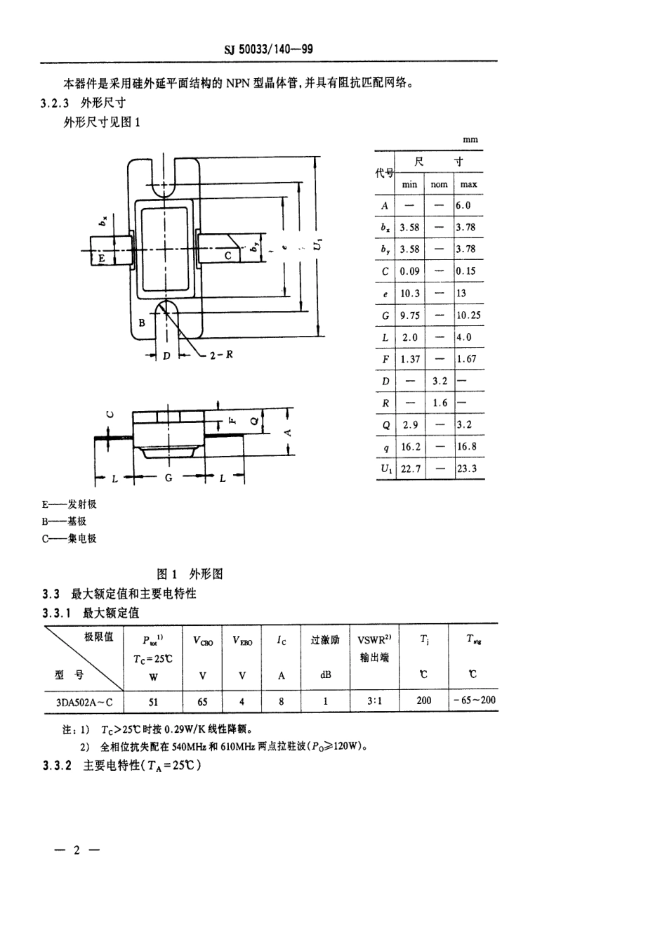 【电子行业军用标准】SJ 50033.140-1999 半导体分立器件3DA502型硅微波脉冲功率晶体管详细规范.pdf_第3页