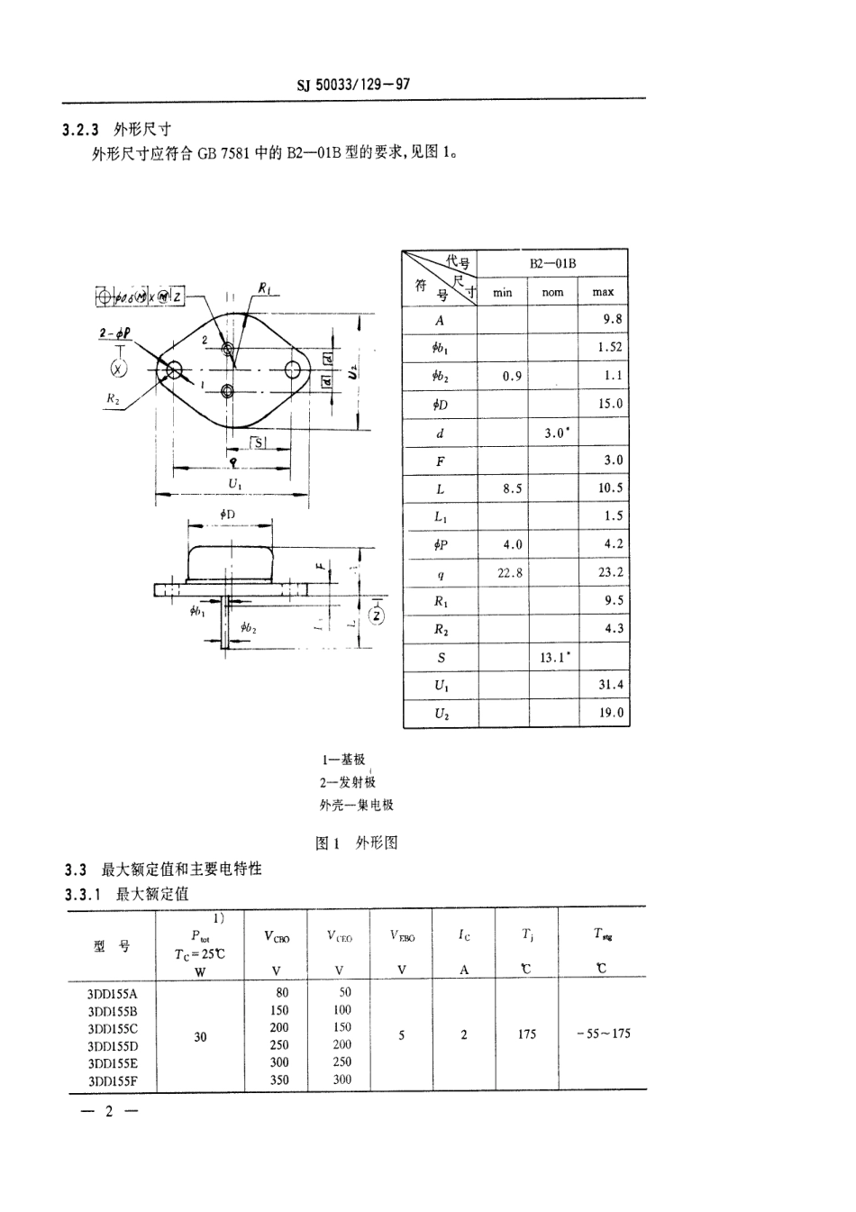【电子行业军用标准】SJ 50033.129-1997 半导体分立器件3DD155型低频大功率晶体管详细规范.pdf_第3页