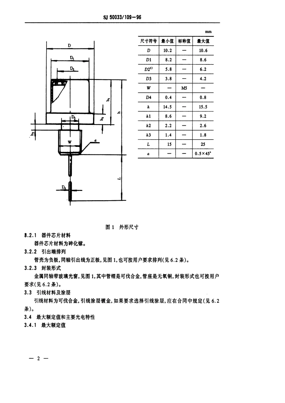 【电子行业军用标准】SJ 50033.109-1996 半导体光电子器件GJ9031T、GJ9032T和GJ9034T型半导体激光二极管详细规范.pdf_第3页
