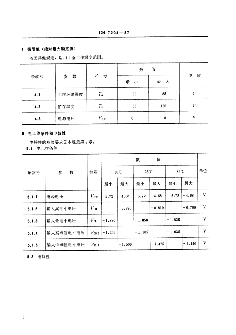 GBT 7204-1987 电子元器件详细规范 半导体集成电路CE10111型ECL双3输入或非门(3输出)(可供认证用).pdf_第3页