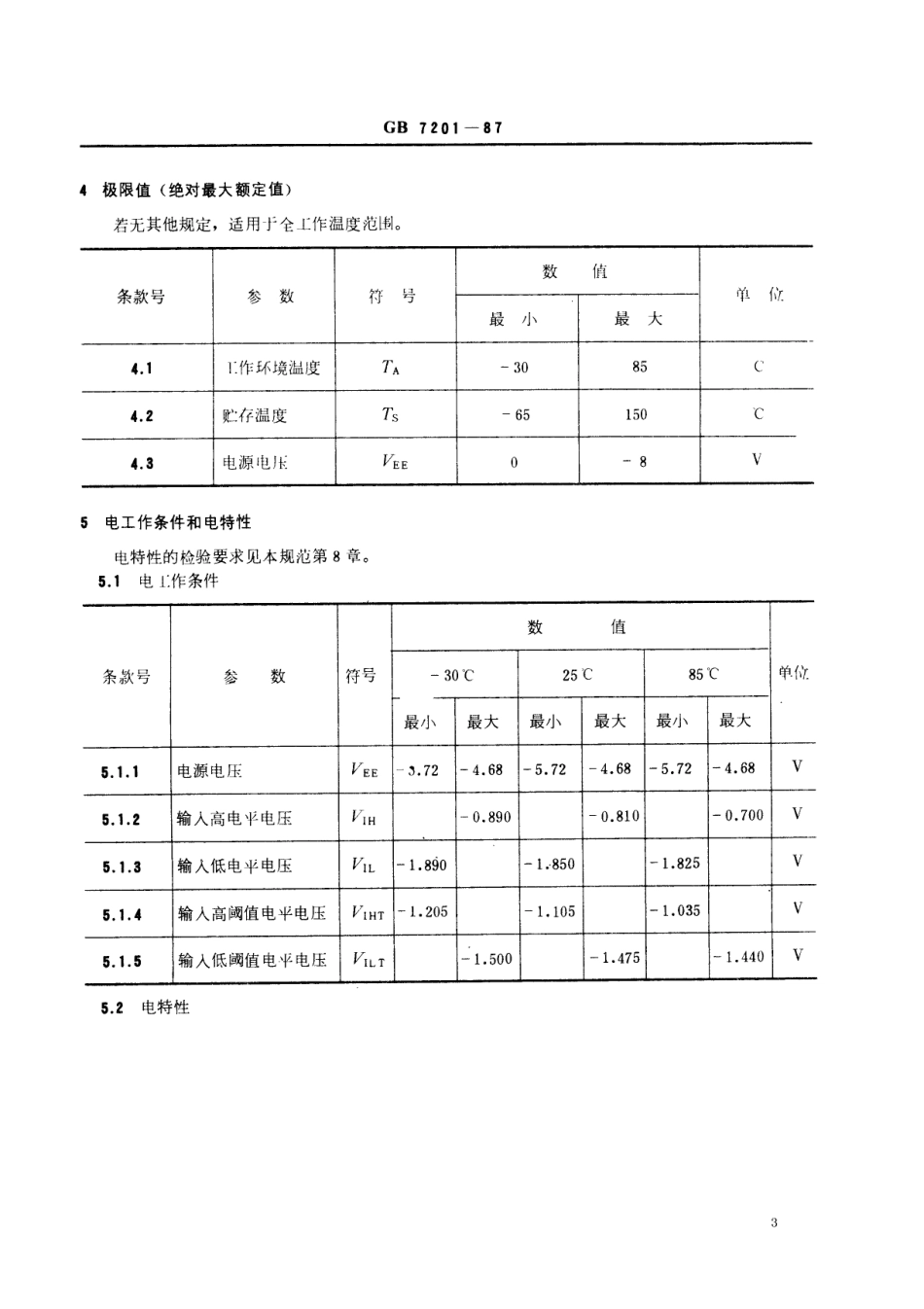 GBT 7201-1987 电子元器件详细规范 半导体集成电路CE10106型ECL三4.3.3输入或非门(可供认证用).pdf_第3页